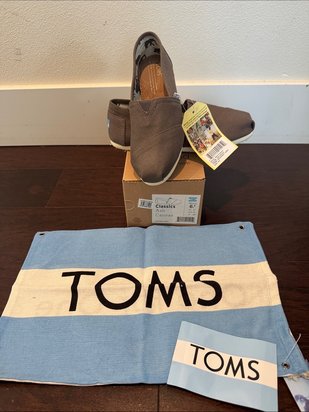 Toms grey Canvas Slip-On Classics with Branded Tote
